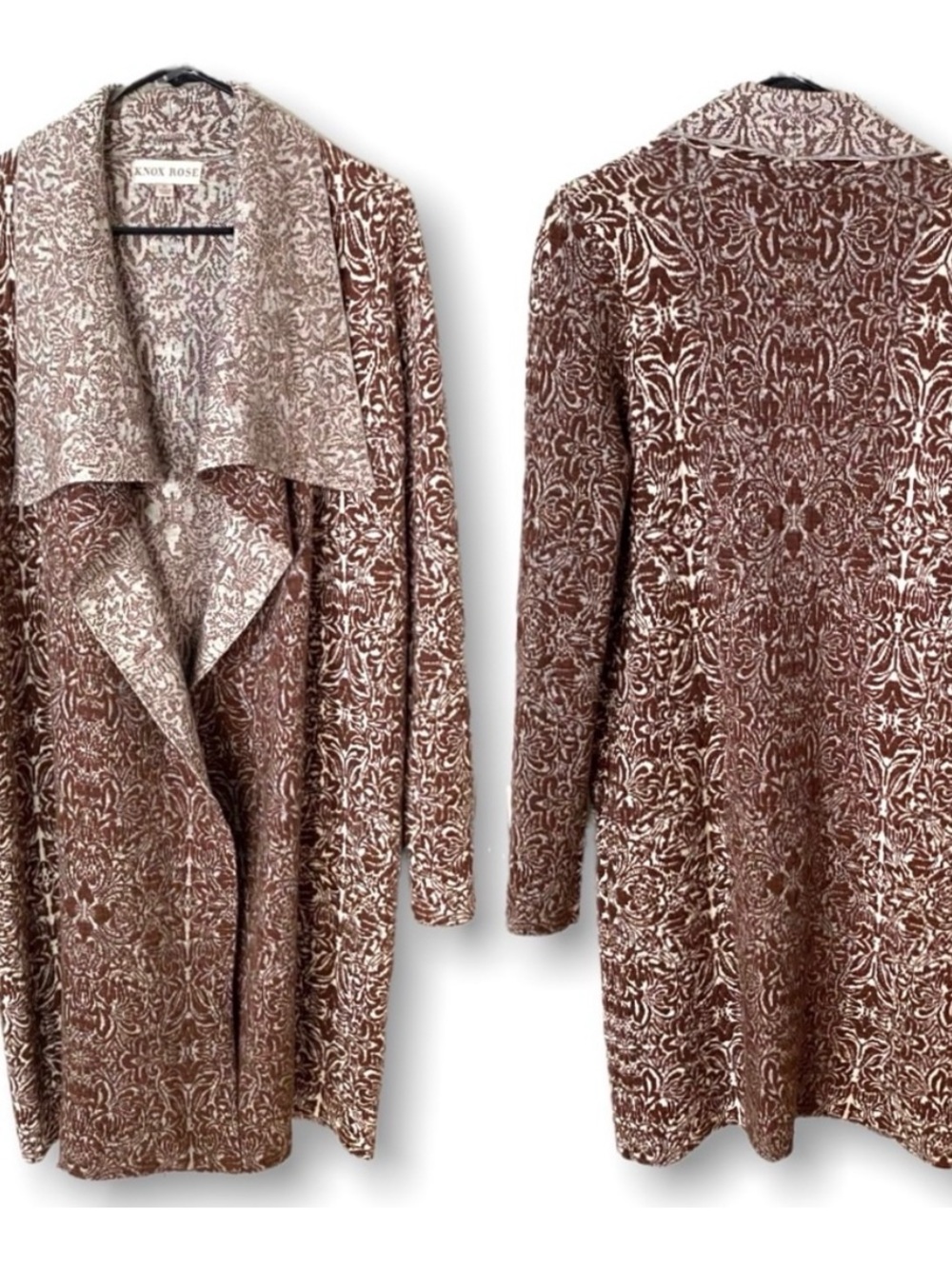Knox Rose Brown Draped Open-Front Cardigan